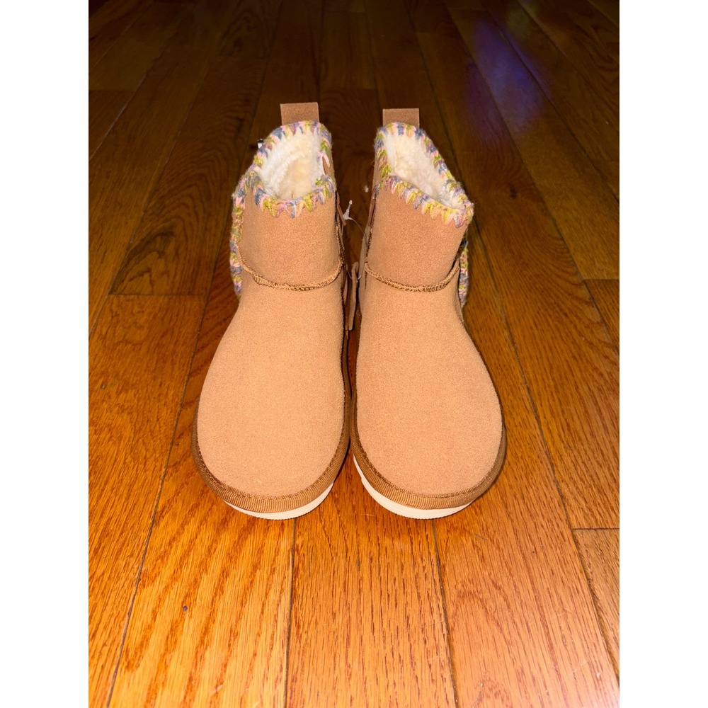 MIA Girls‎ Chestnut Bekha Suede Shearling Boots Embroidered Trim Size 4M NEW